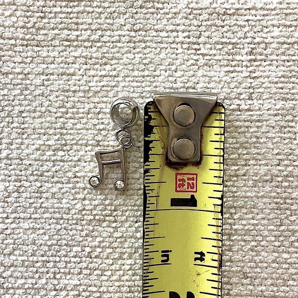 Music Note Rhinestone Silver Charm - Picture 3 of 3